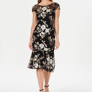 Calvin Klein NWT Cocktail Party Flower Sequined Sheath Midi Dress size 14